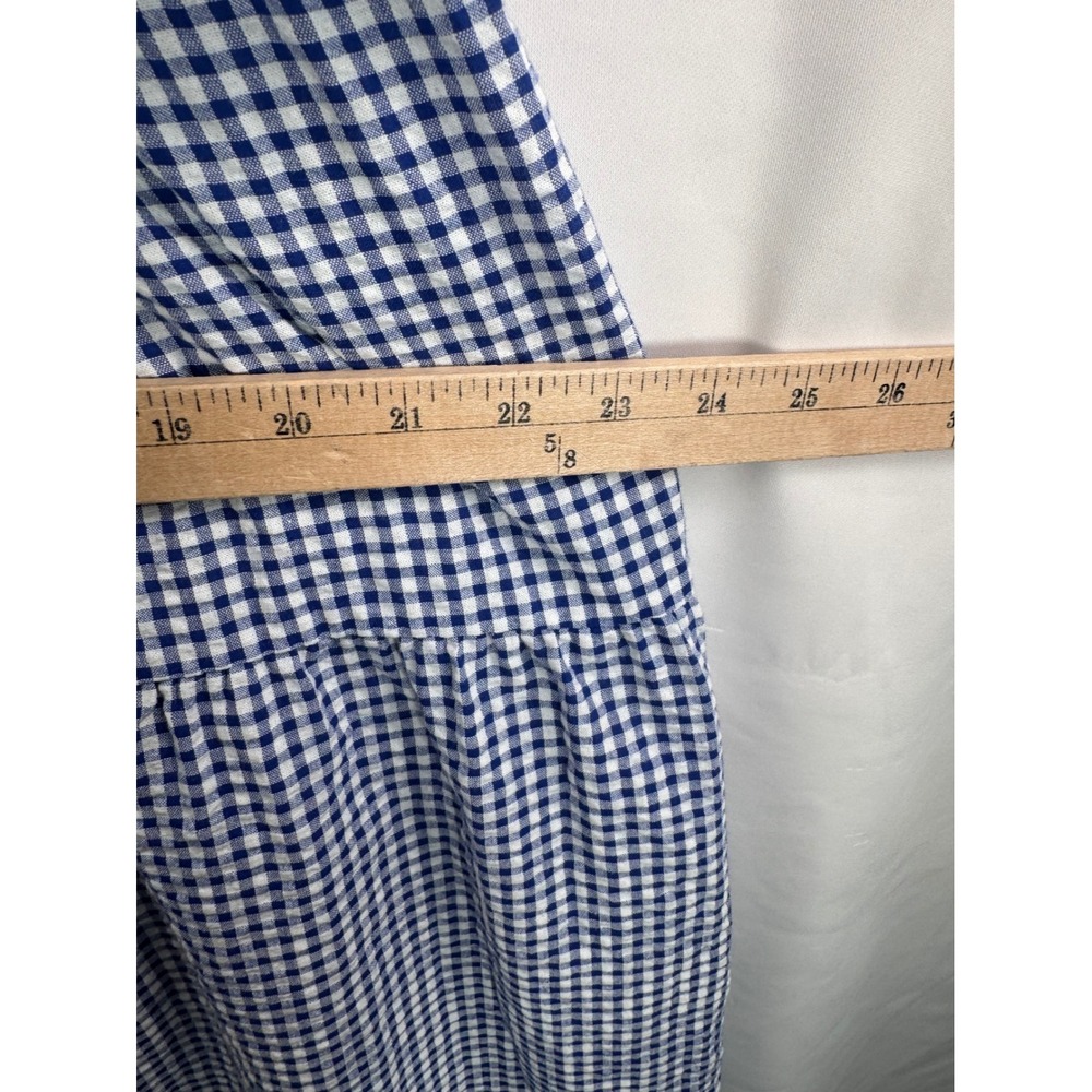 Old Navy Gingham‎ Puff Sleeve Tiered Midi Dress Women Size L Blue White - Picture 6 of 10